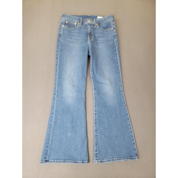 Gap Jeans Womens 8 Petite 29 Blue '70s Flare High Rise Medium Wash Stretch Denim - Picture 1 of 13